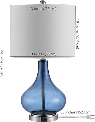 Miniatura 3 de Safavieh Lighting Collection Brooks - Lámpara de mesa de cristal azul de 24 pulgadas para dormitorio, sala de estar, oficina en casa, escritorio,