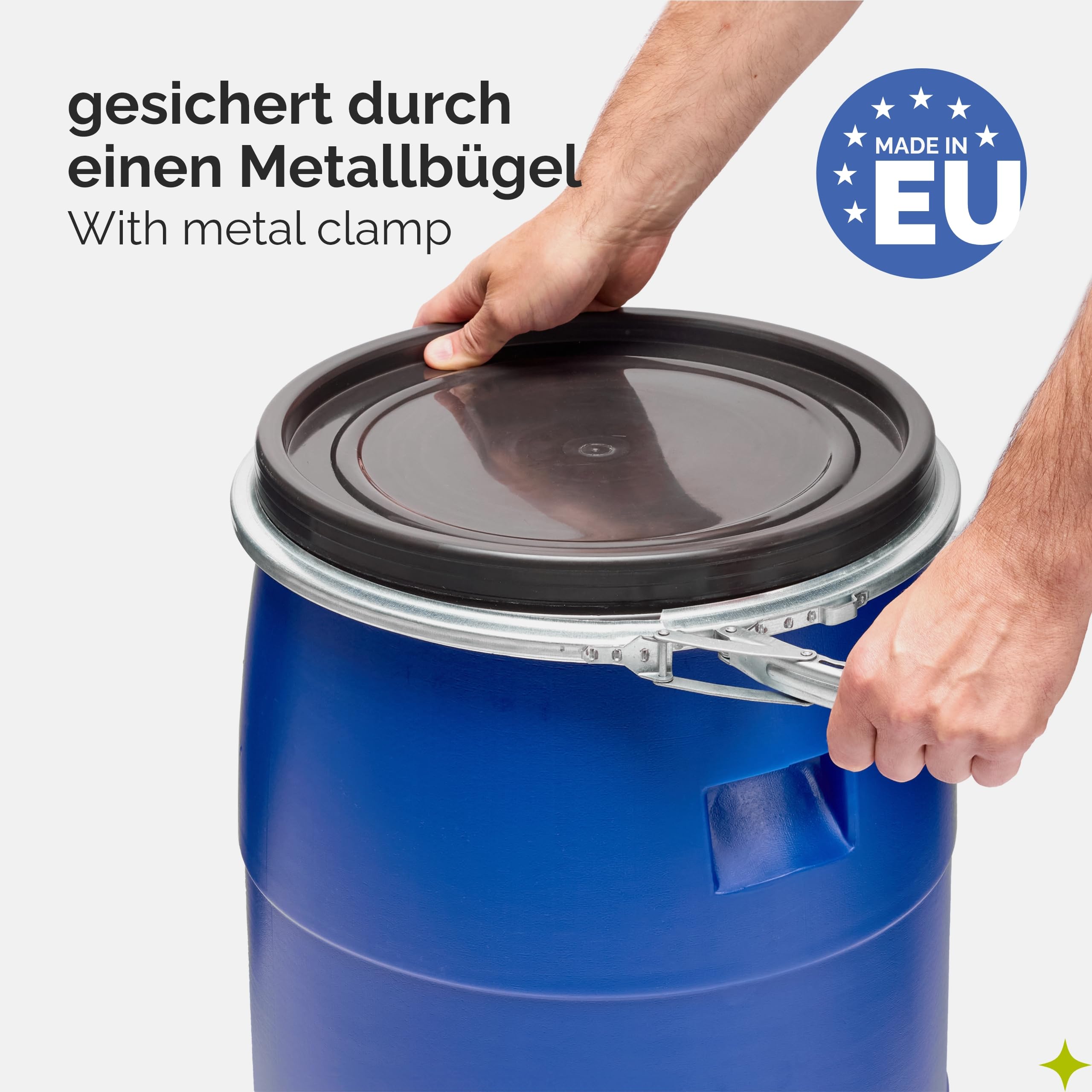 Garronda Set 2X 60 Liter Deckelfass Weithalsfass aus HDPE Regenfass für Garten Fass 60l Wassertonne Futtertonne Wasserbehälter Universalfass Wasserfass Lebensmittelfass Wassertank GD-0122, Blau