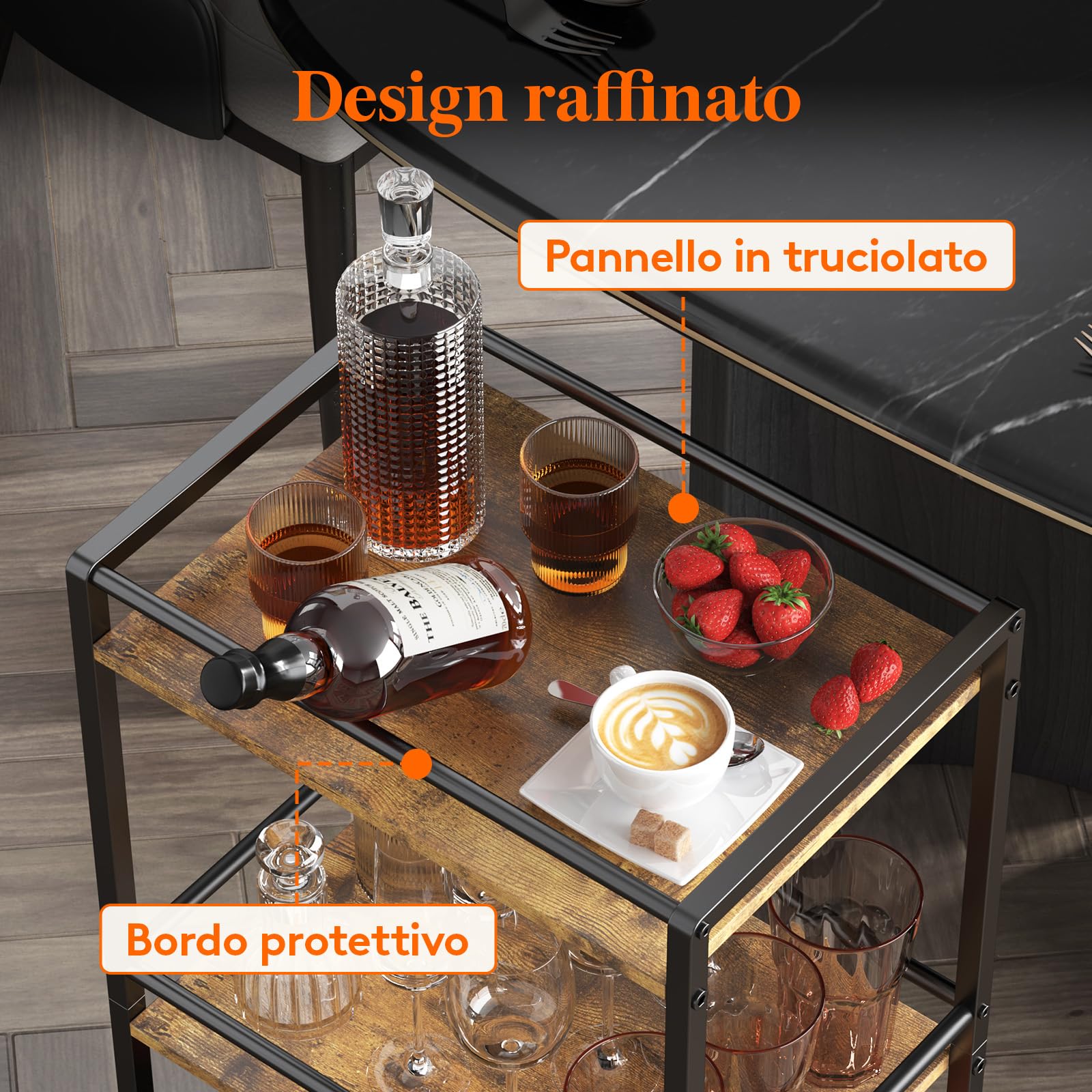 Lifewit Carrello da Cucina a 3 Livelli con Ruote Bloccabili, Carrello Portaoggetti per Cucina, Soggiorno, Uso Esterno, 43,2 x 30 x 81,5 cm, Nero