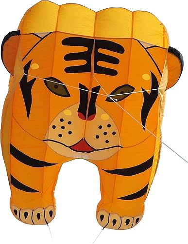 Cometa Tiger 3D para adultos, material de nailon suave para niños. Fácil de volar 244 x 39 pulgadas con cuerda de cometa y mochila, cometa perfecta