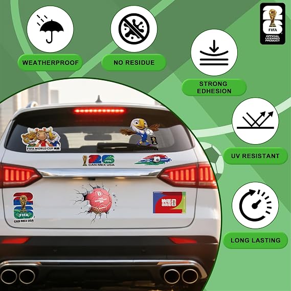 FIFA World Cup 26TM Car Stickers, Official Licensed Product, New York New Jersey Theme, Mascot and Trophy Design (Host City, Los Angeles)
