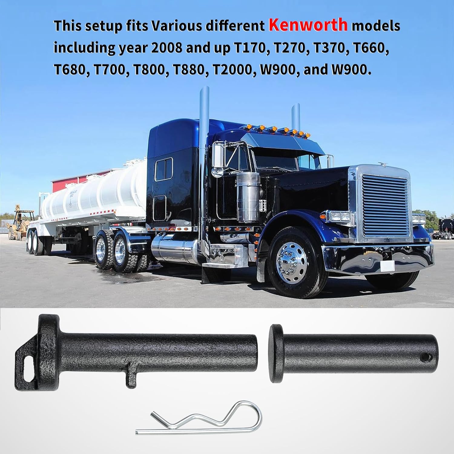 A65-6008 Tow Hook Hitch Pin and A65-6007 Frame Pins Compatible with Peterbilt / Kenworth Tow Hook A20-6014