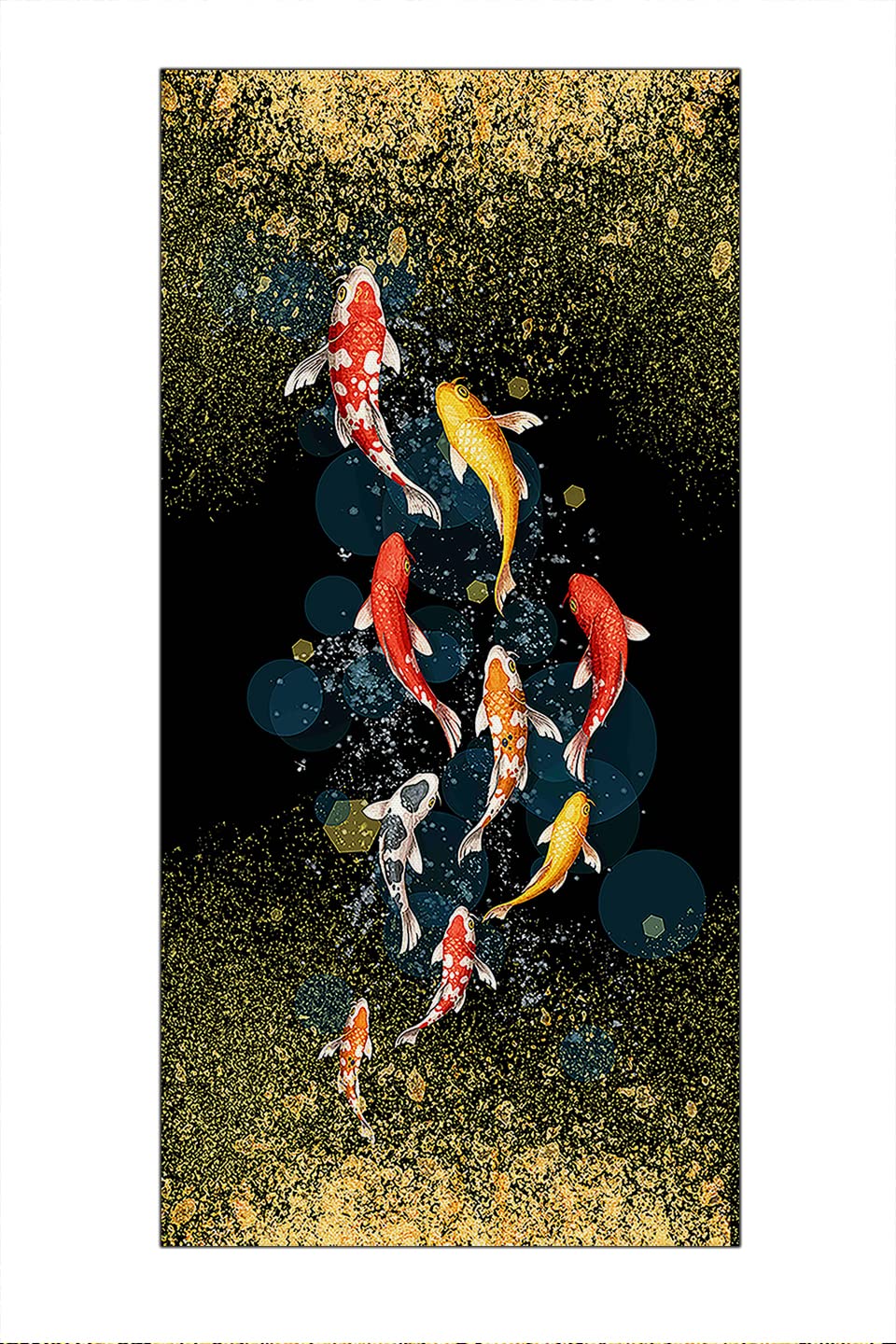 Zwubnn Koi Fish - B4 Wall Posters Aesthetic Koi Fish Feng Shui Nine Fish Painting Lotus Koi Poster Koi Fish Canvas Wall Art Unframed 12X24inch/30X60cm