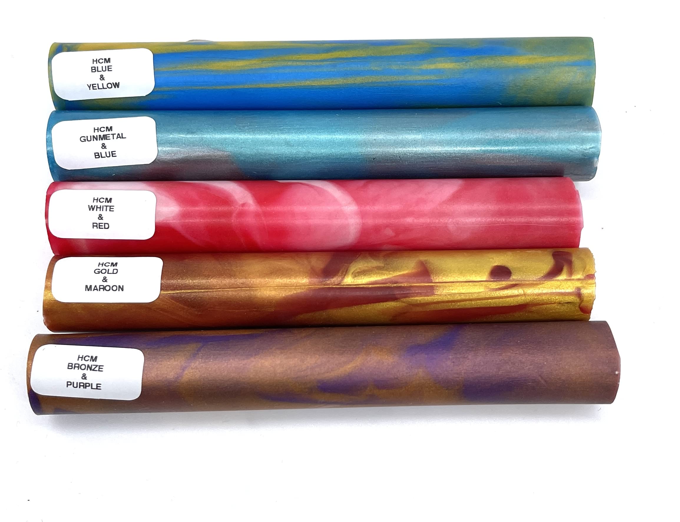 Pen Kit Mall2 Color Acrylic Round Pen Blanks - 3/4 x 3/4 x 5.25 5 Pc Sets - Pen Turners - Vibrant Assorted Colors - Woodworkers favorite for Pen Kits (2 Color Round Group 4)
