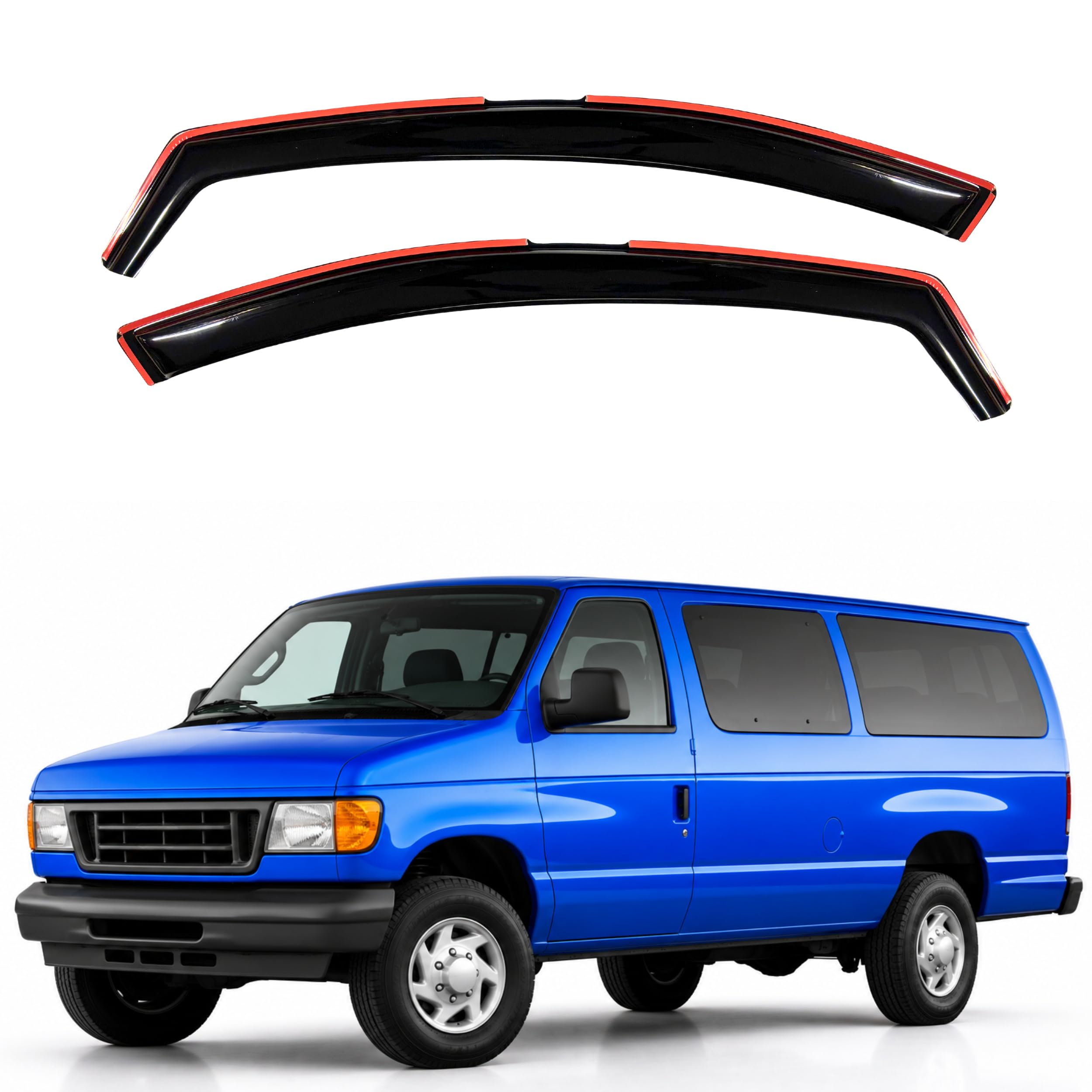 IG Window Visors Fit for 1992-2006 Ford E150 E250 E350 E450 E550 Super Duty, in-Channel Rain Guards Vent Wind Deflectors 2PC, Truck Accessories for 1992-2006 Ford Econoline Vans