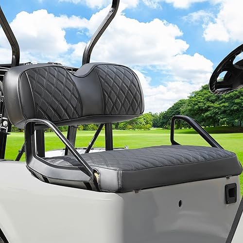 Miniatura 8 de Funda de asiento delantero de cuero para carrito de golf EZGO TXT, piel de PVC suave y espuma viscoelástica de ajuste, patrón de diamante 3D, funda