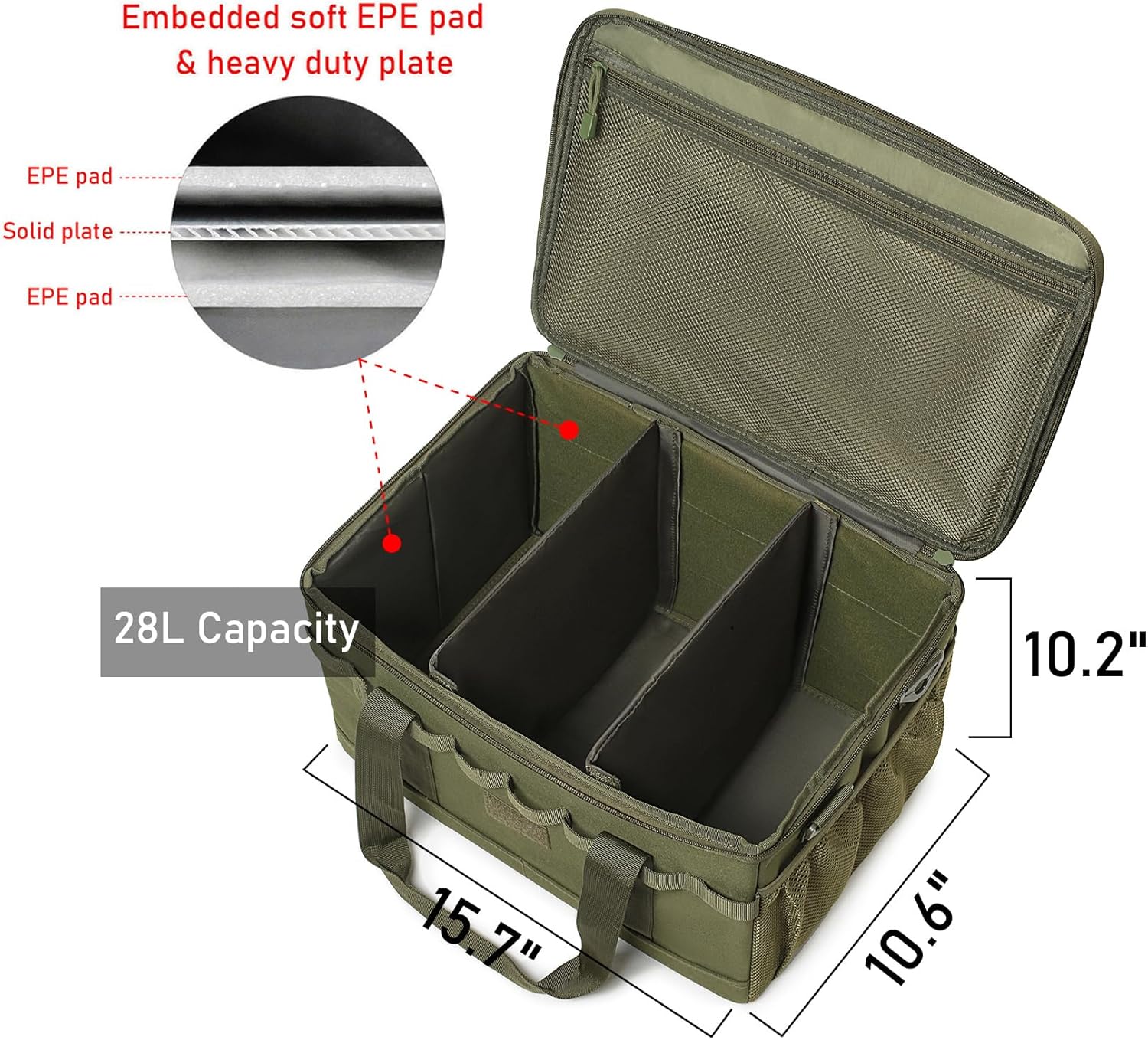 Tactical Camping Storage Bag 28L Tactical Utility Tote Bag Camping Cookware Organizer Trunk Organizer - Image 3