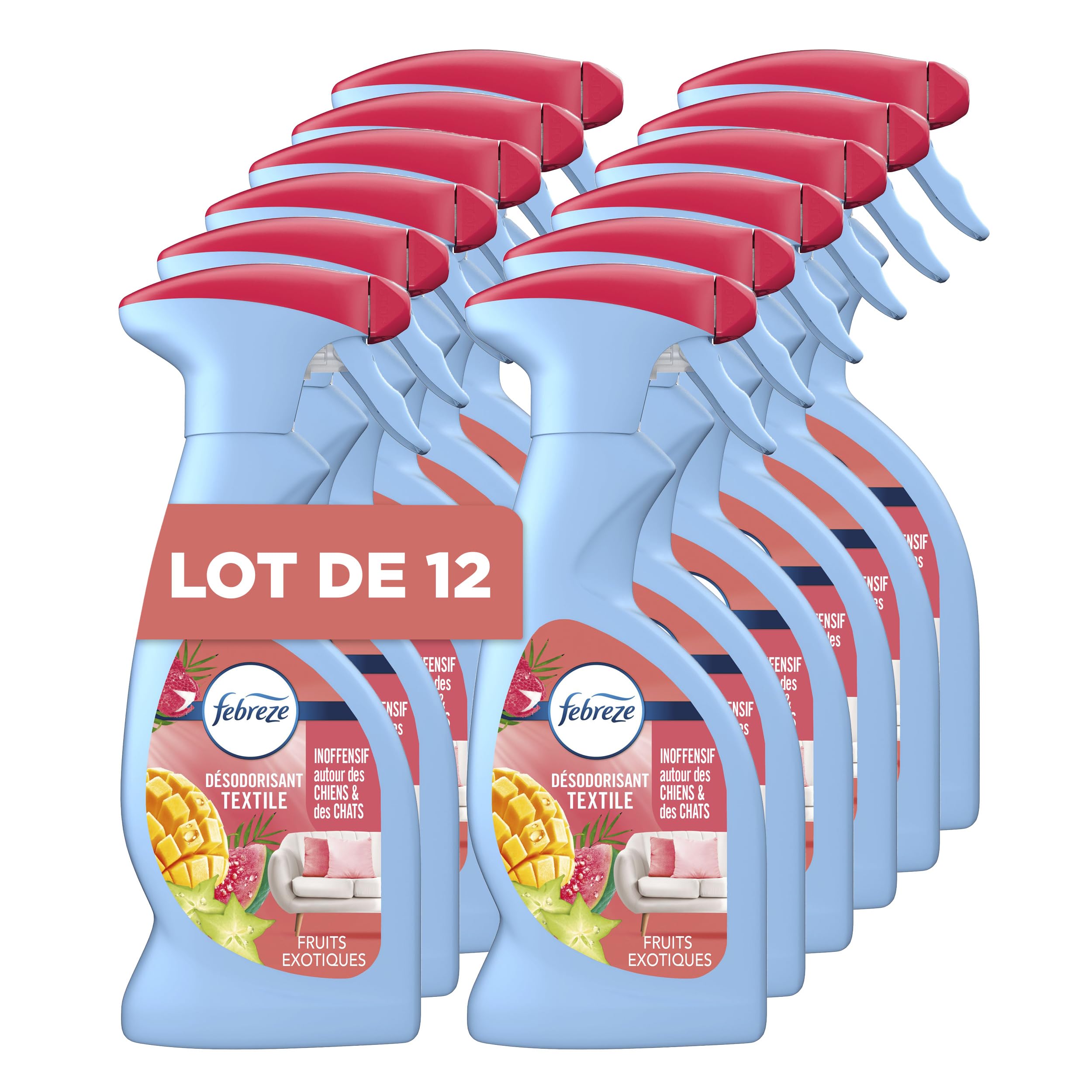 Febreze Textile Spray Désodorisant, Lenor Éveil Printanier, 8x500ML, Élimine Les Odeurs Emprisonnées Dans Les Tissus Et Laisse Un Parfum Frais