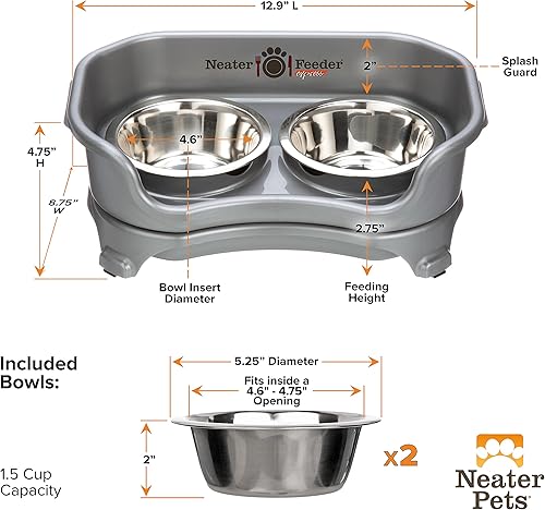 Miniatura 8 de Neater Feeder Express - Tazones de acero inoxidable elevados para mascotas para alimento y agua para perros pequeños a grandes y gatos