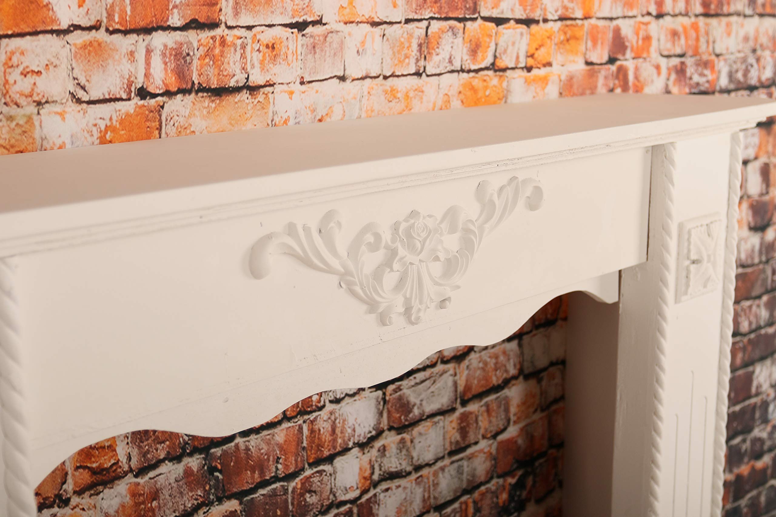 Kaminumrandung Kaminkonsole Raphael Shabby Chic Weiß Antik 100 cm x 122 cm