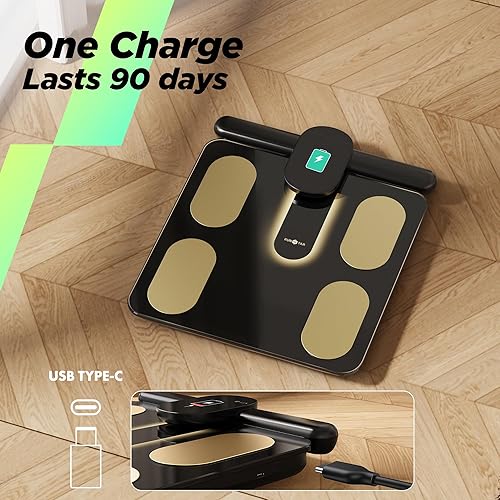 Miniatura 7 de RunStar Báscula inteligente apta para FSA y HSA, 8 electrodos, báscula digital de baño para peso corporal y grasa, IMC, medición de composición