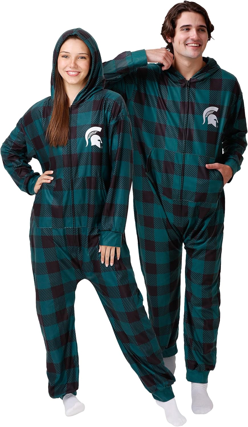 FOCO NCAA unisex-adult Ncaa College Team Logo Plaid Pajamas One Piece Onesie