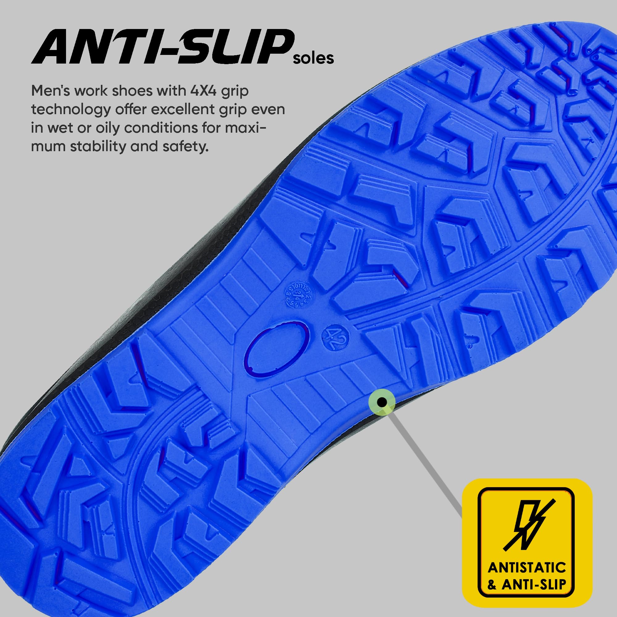 BWOLF Spire Arbeitsschuhe Herren S3 High Sicherheitsschuhe Herren S3 wasserdicht, ölbeständig, rutschhemmend mit 4x4 Grip Technologie mit ergonomischer Wechselsohle (HIS3Blau/Schwarz HI, 40)