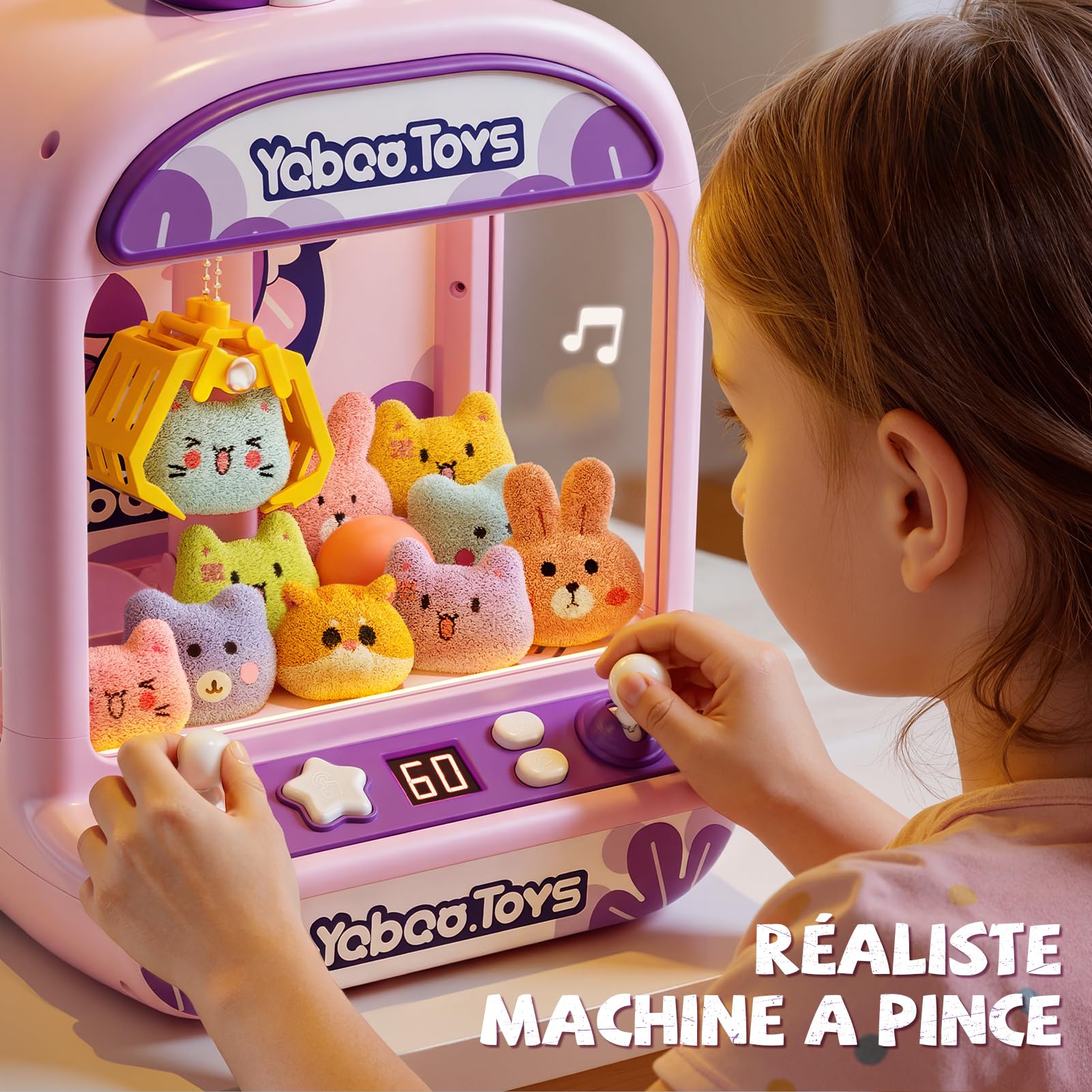 Machine à Pince pour Enfants, Distributeur de Bonbons Licorne avec Lumières Sonores, Jeu d'Arcade Jouet Fille 4-6 Ans