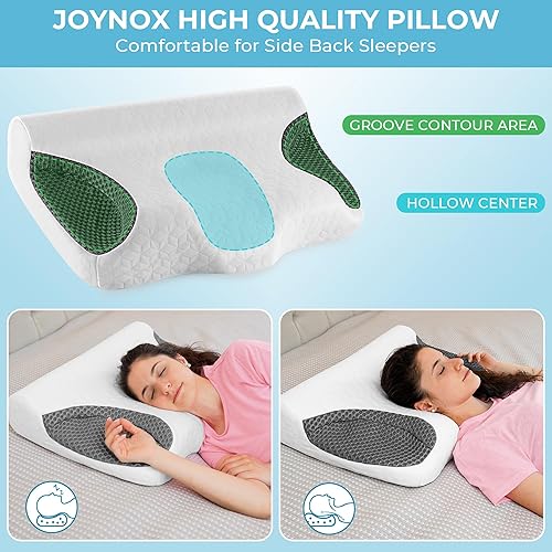Vista 4 de Almohadas cervicales de espuma viscoelástica para dormir CPAP, almohada para dormir de lado para dolor de cuello y hombros, almohada ortopédica
