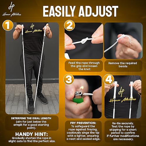 Miniatura 6 de Honor Athletics Cuerda de saltar con cuentas 2.0, ajustable con asas irrompibles y cuentas inastillables para un entrenamiento mejorado de fitness