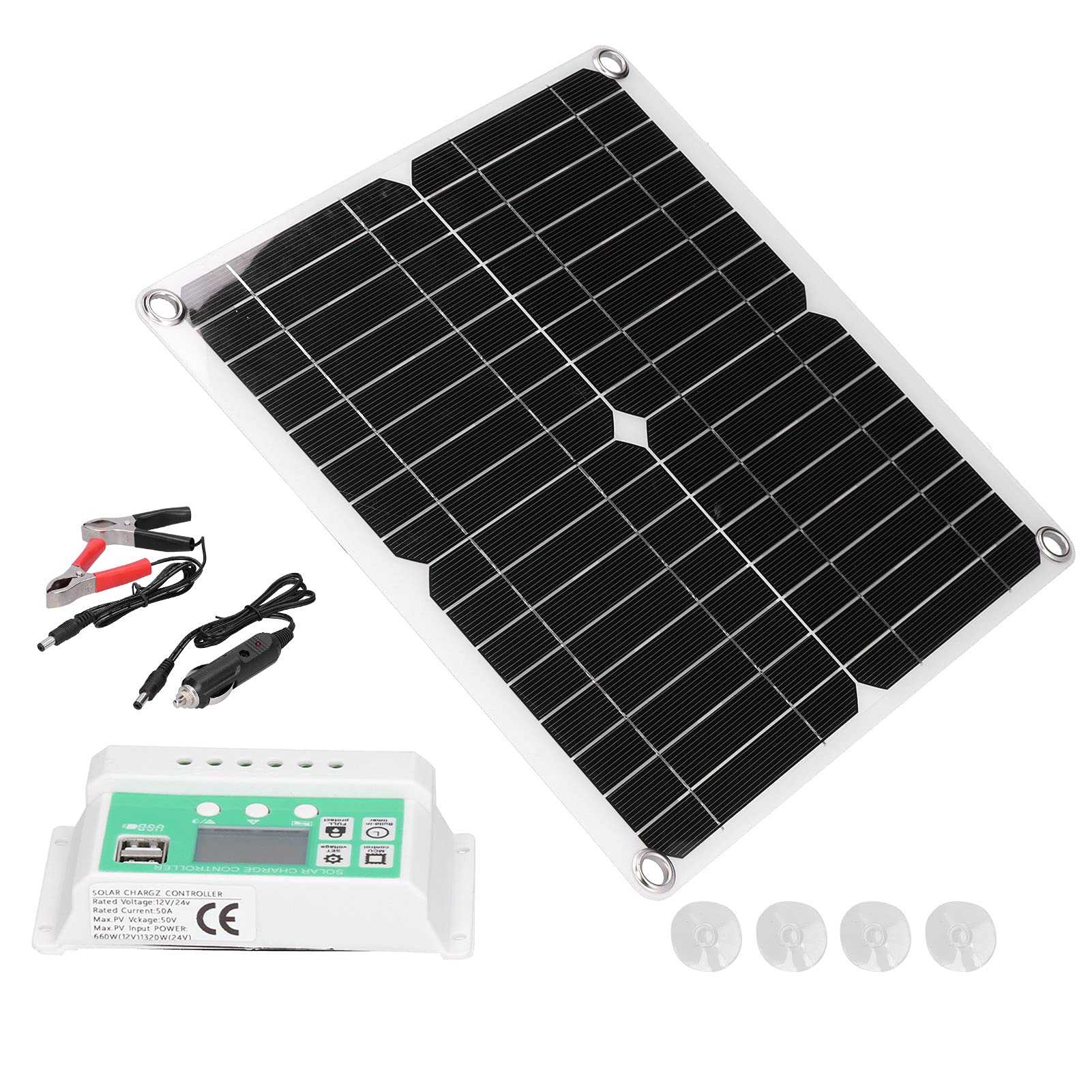 Pannello solare flessibile in silicio monocristallino da 40 W 18 V con regolatore di carica solare da 50 A e doppia porta USB.
