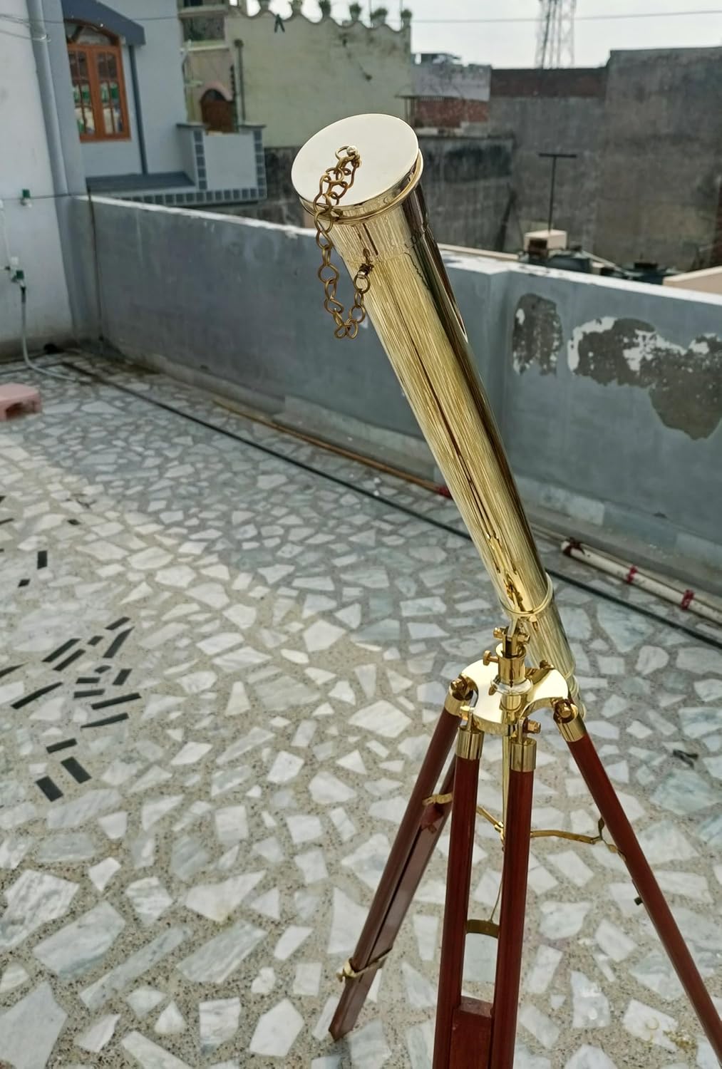 Handmade Nautical Double Barrel Telescope, 39" Standing Floor Tripod, Adjustable