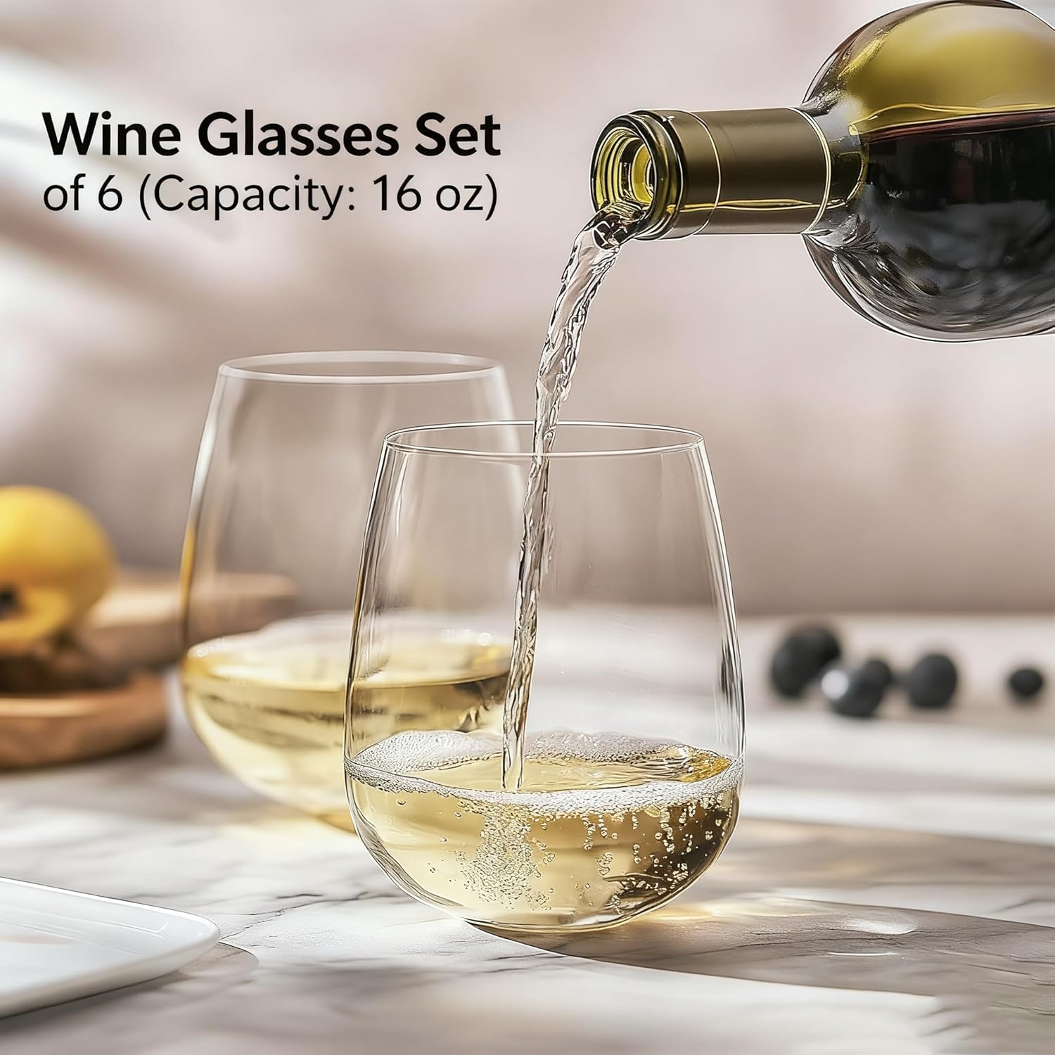 6 Pack Unbreakable Tritan Plastic Wine Glasses, 16 oz Reusable Stemless Wine Glass, BPA Free Tumblers, Drinking Glassware, Perfect for Indoor & Outdoor, Poolside, Party, Camping, Shatterproof 100% - Image 4