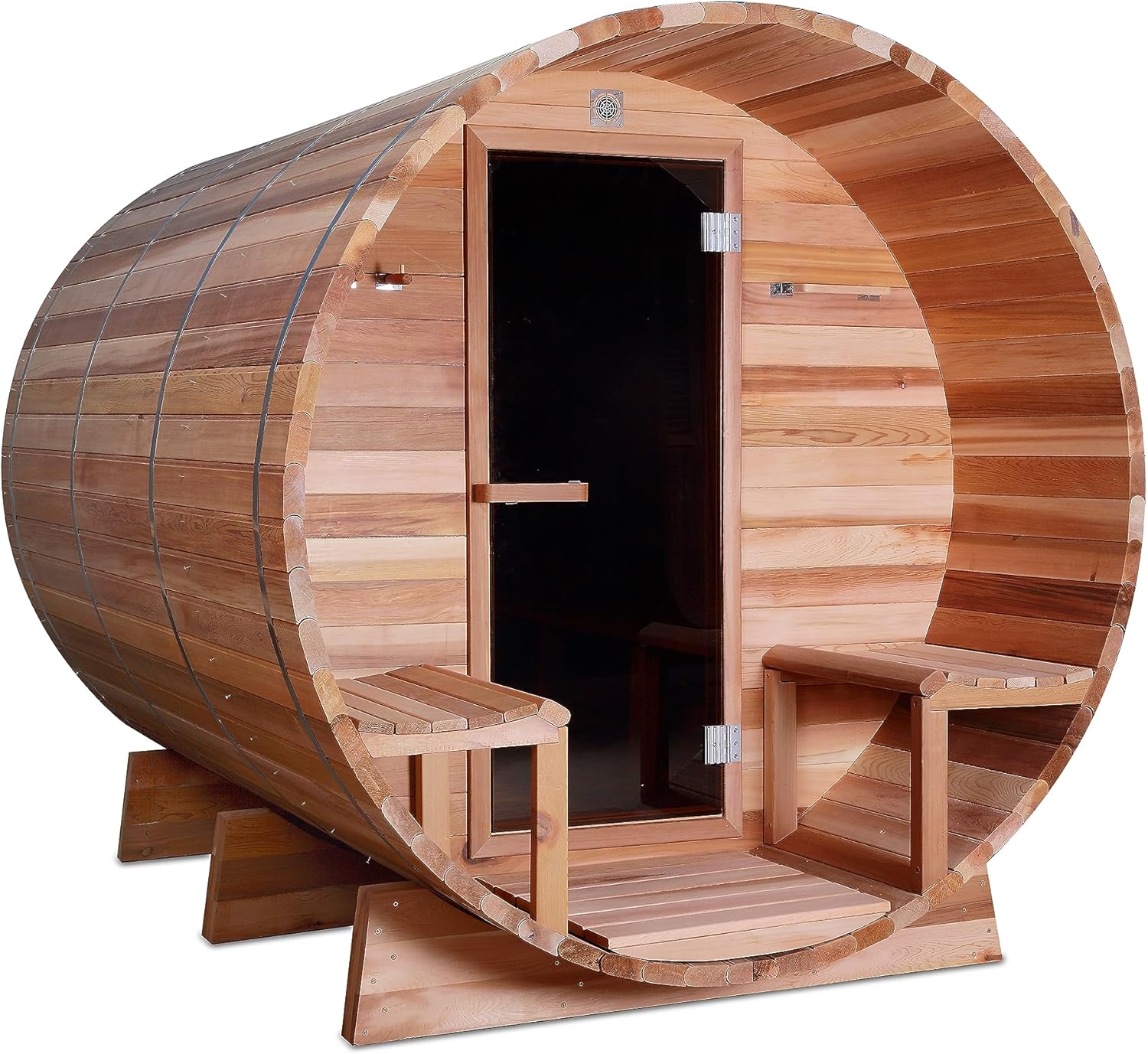 Canadian Red Cedar Western Red Cedar Wood Outdoor Barrel Sauna,with 6KW Wet or Dry Heater
