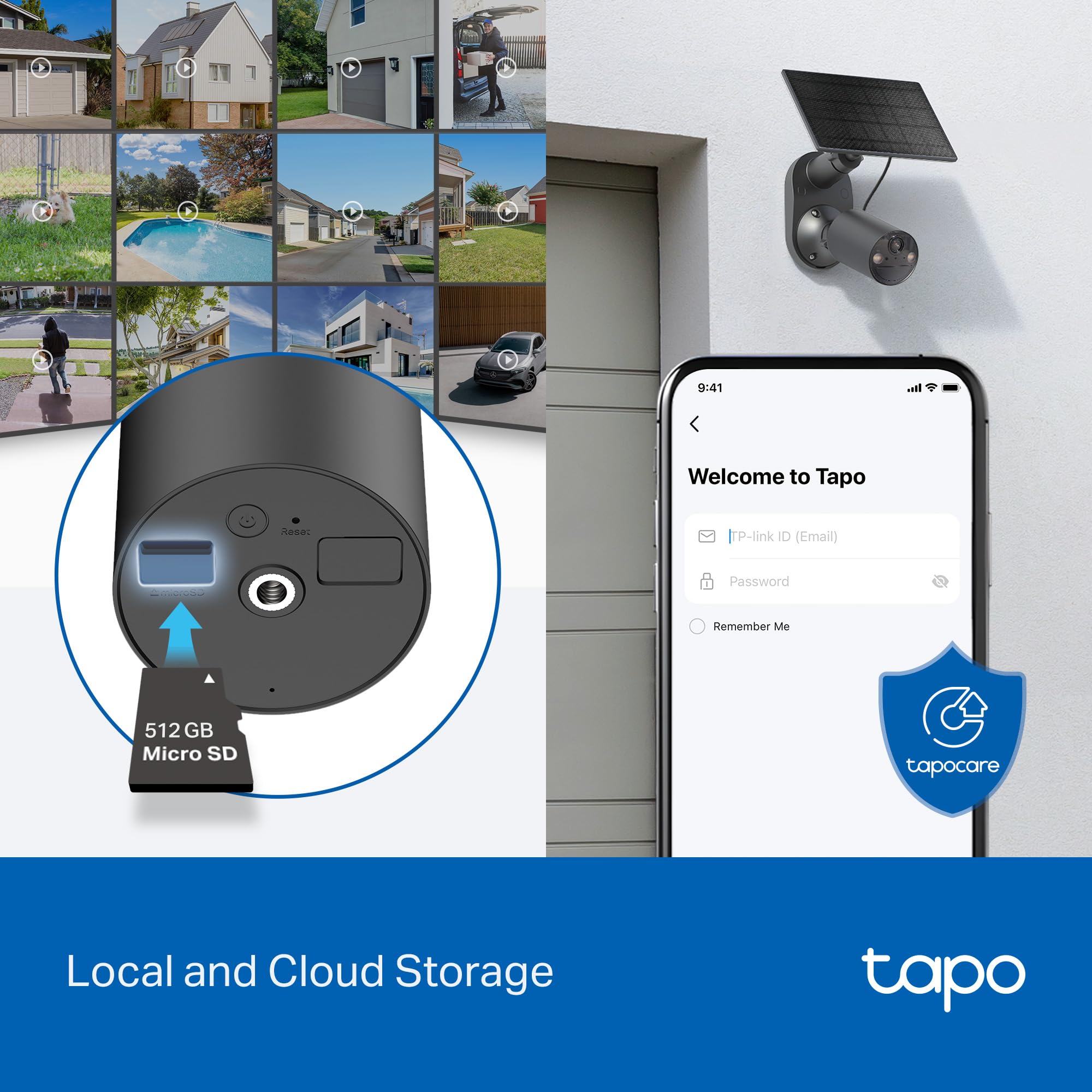 Tapo C411 KIT 2K Solar Überwachungskamera für außen, nicht entfernbarer Akku, Farbnachtsicht, WLAN 2,4 GHz, Zwei-Wege-Audio, Personenerkennung, lokale Speicherung über microSD-Karte oder H500-Homebase | Akku 6400 mAh bis zu 180 J, Nachtsicht, intelligente