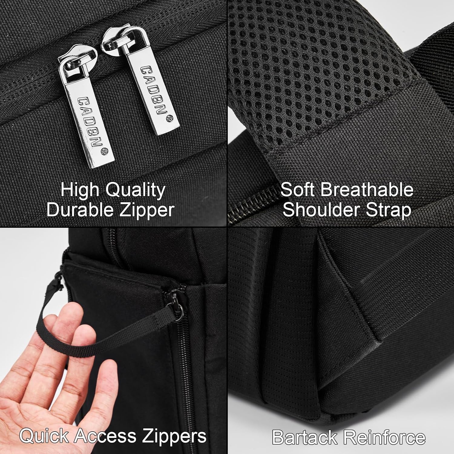CADeN Zaino Fotografico, Borsa per Fotocamera Riflettente Scomparto per Laptop da 14" Compatibile con Sony Canon Nikon DSLR Sony Canon Nikon DSLR (nero)