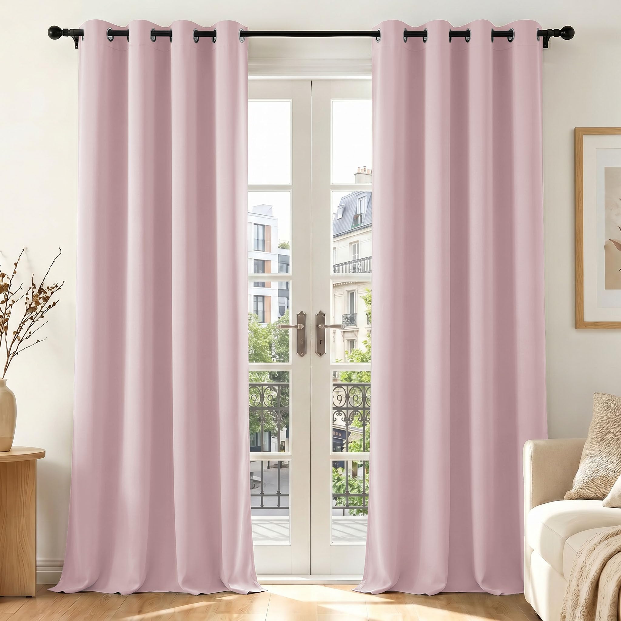 Cortinas opacas térmicas de salón 140x240 cm Deconovo cortinas aislantes de frío y calor rosa