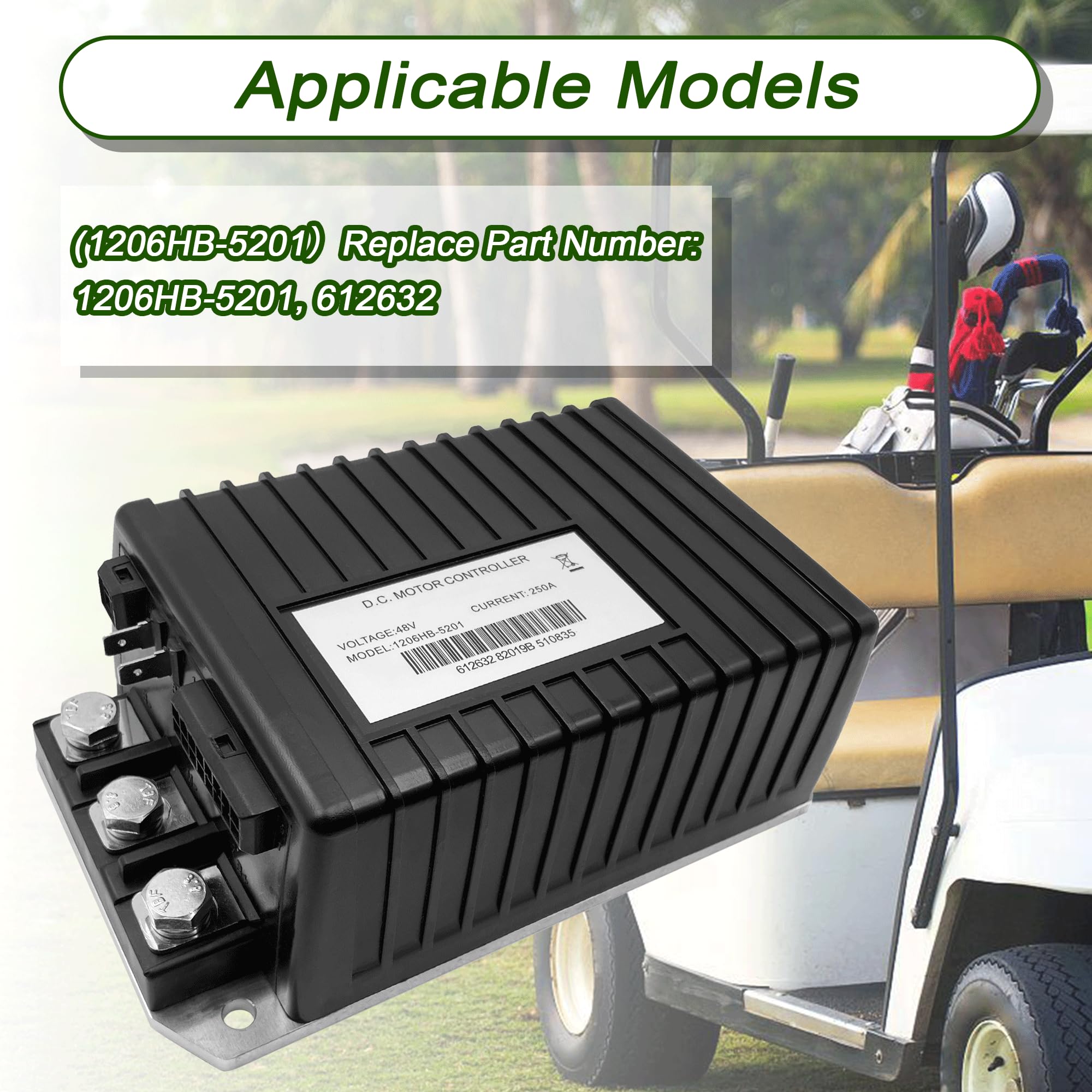 WEITRANSX 1206HB-5201 DC Motor Speed Controller for Curtis EZGO TXT ITS Throttle for Express S4/L4 for Cushman Hauler 800/1000 for MPT 800/1000 for Terrain 250 48V 250A