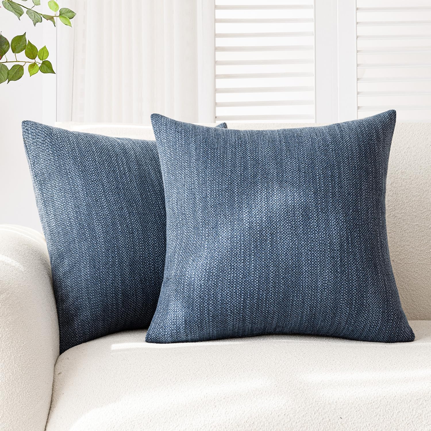 Foindtower Set of 2 Decorative Textured Burlap Linen Throw Pillow Covers Farmhouse Boho Cushion Cover Solid Accent Pillowcase for Couch Sofa Bed