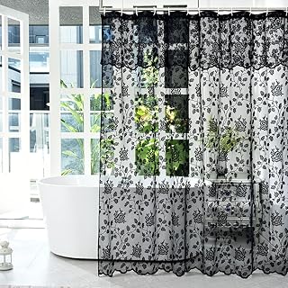 TERLYTEX Lace Shower Curtain With Attached Valance, Rustic Vintage Flora...