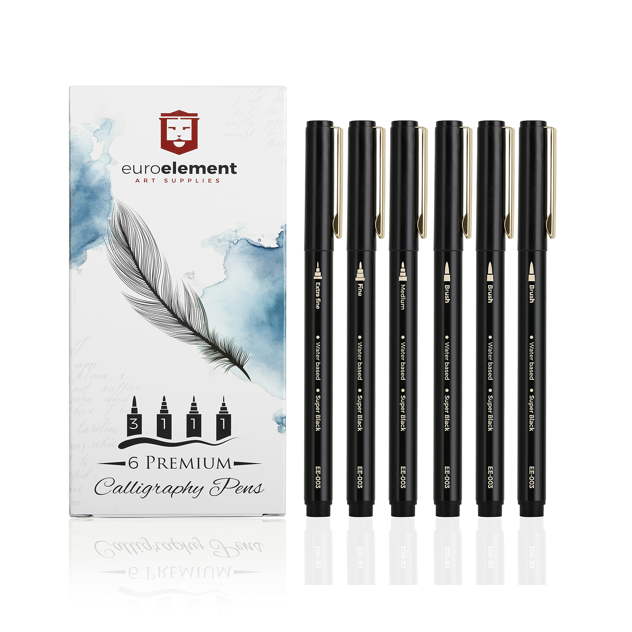 Buy EuroElement Calligraphy Pens Art Supplies 6 Black Pens Brush Pens