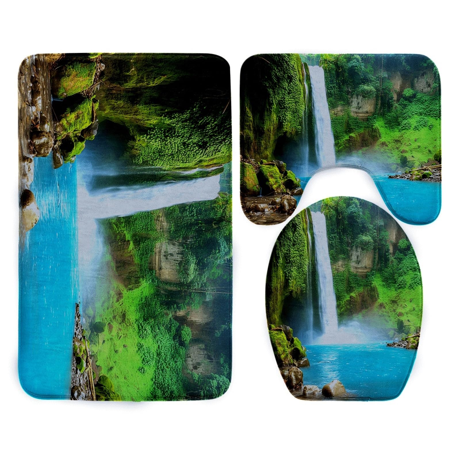 Tapis d'entrée vert et bleu ciel 45x75cm ensemble de 3 pièces en polyester