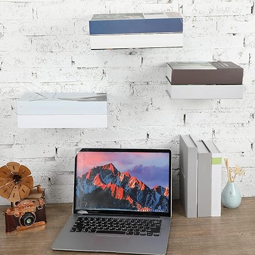 Miniatura 2 de Jetec Estantería flotante invisible de 6 piezas para montaje en pared, estantes flotantes de hierro multiusos, estantes colgantes ocultos, soportes