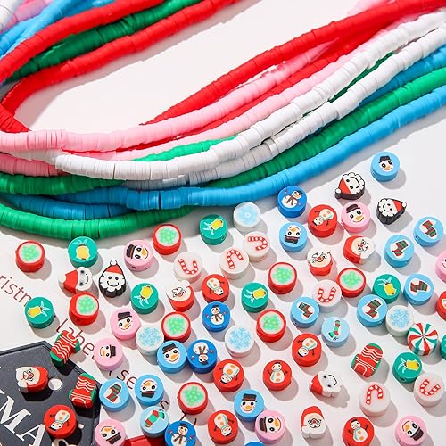 Miniatura 4 de Cuentas de arcilla de Navidad, regalo de Navidad, cuentas de arcilla heishi, cuentas de arcilla polimérica de Navidad para hacer pulseras, collares,