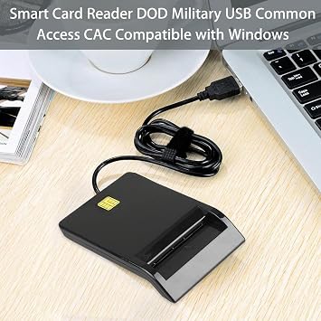 ID Card Reader with Mini Disk, USB Smart Card Reader, Plug and Play CAC Memory Card Reader, ISO 7816 Class A, AB, C Compliant, USB 2.0 Common Access, Compatible with Windows and Linux