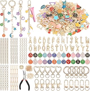 selizo 404Pcs Charms Lip Gloss Keychain Making Kit, DIY Craft Supplies with Charms, Key Chain Hooks, Jump Rings, Lobster Clasps, Chains, Jewelry Making Kit for Custom Keychains, Bags, Valentines Gifts
