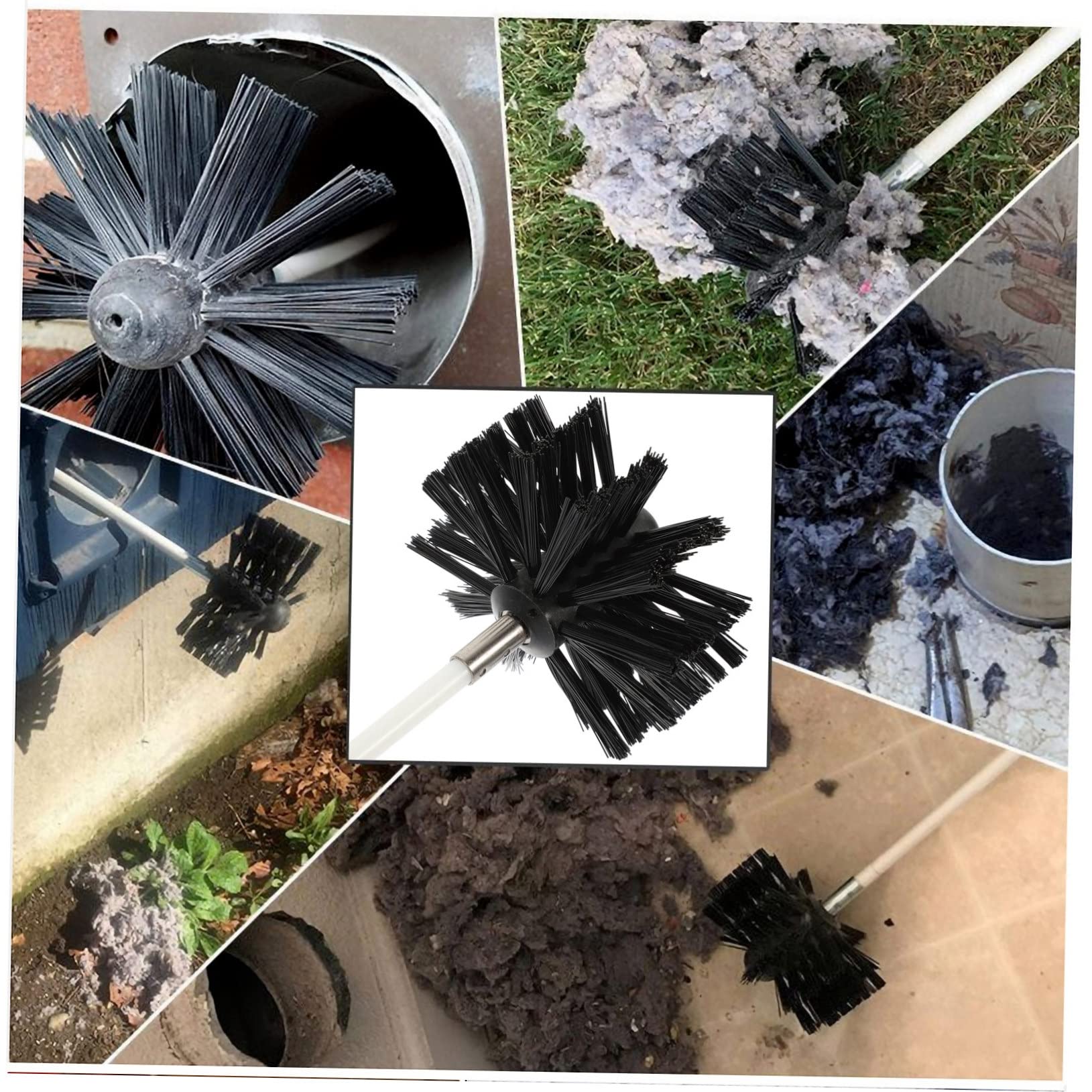 Spazzola per Pulizia Stufa in Nylon Nero, Leggera e Robusta Filo di Ferro Zincato, la Pulizia di Canne Fumarie e Tubi di Riscaldamento