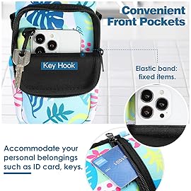 Nuovoware Water Bottle Carrier Bag, 25oz/32oz Bottle Pouch Holder, Adjustable Shoulder Hand Strap 2 Pocket Sling Neoprene Sleeve Sports Accessories for Men/Women Hiking Travelling, Coloured Leaves