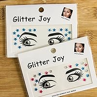 Vista 5 de Esquinas de ojos - Joyas para la cara, blanco, rojo, azul, estrella del 4 de julio, gemas para la cara, decoraciones de tatuajes, calcomanías