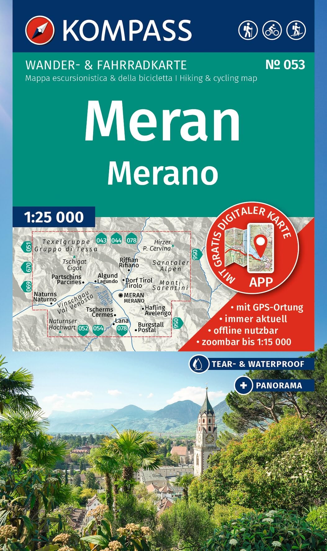 KOMPASS Wanderkarte 053 Meran / Merano 1:25.000: Wander- und Fahrradkarte in einem - inklusive Offline-Verwendung in der KOMPASS-App. Wander-& Radwege. Panorama. Skitouren. Langlaufen. Reiten.
