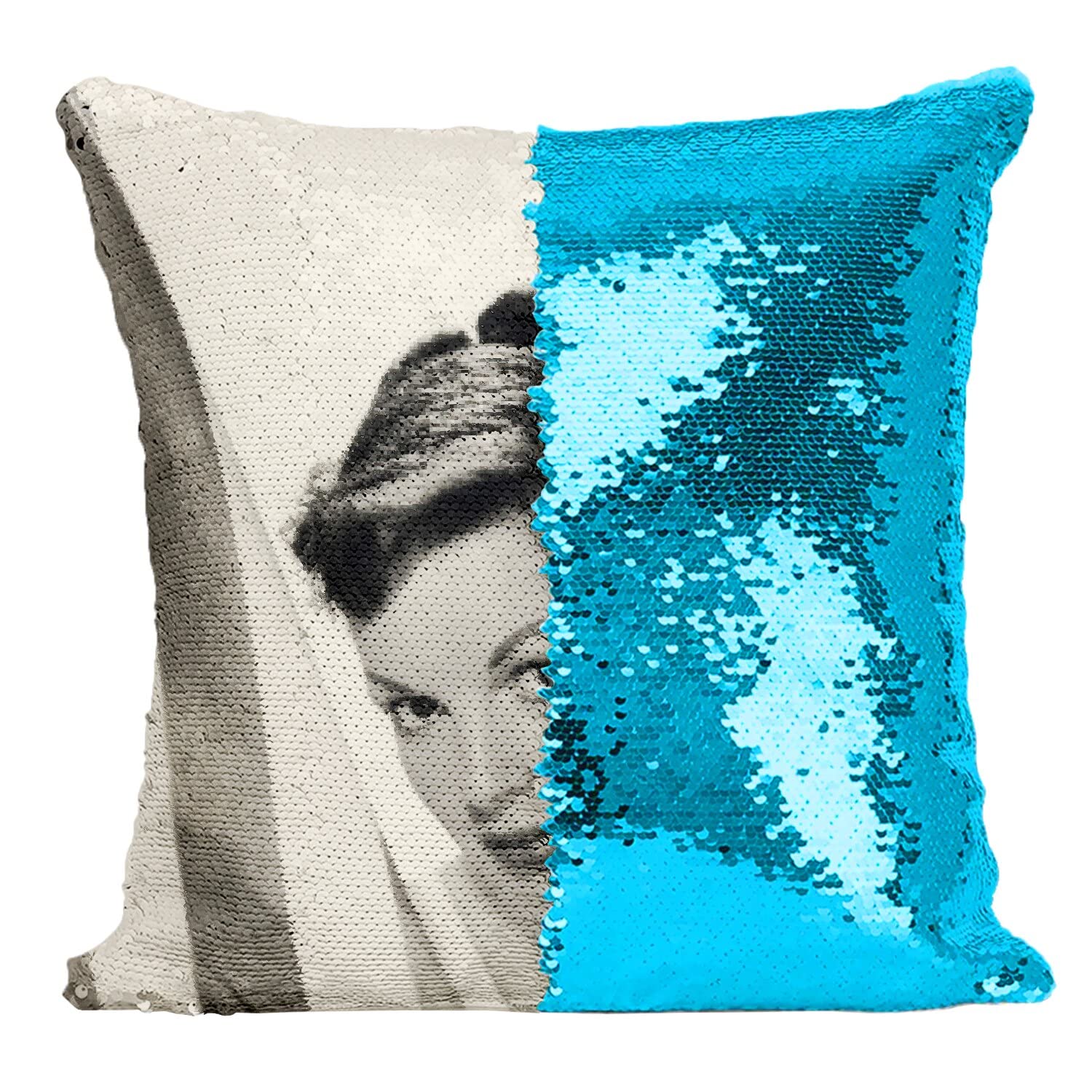 Coussin paillettes turquoise Judy Garland, idéal pour le salon