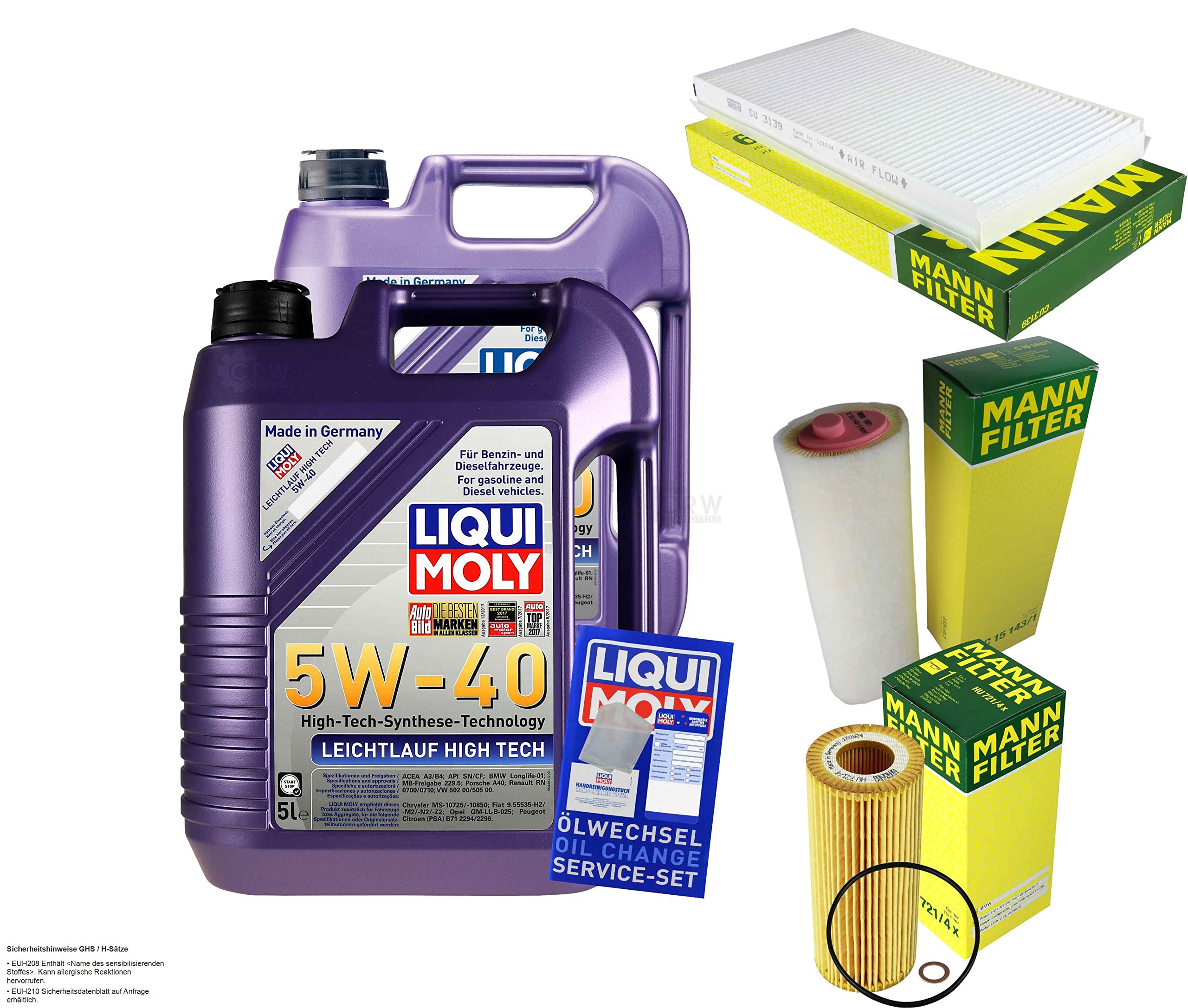 Pacchetto di ispezione 10 L LM LL High Tech 5W-40 + Pacchetto filtri Uomo 5 pezzi