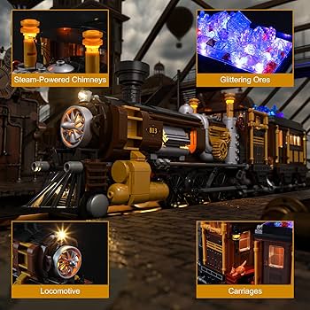 Funwhole Train Lighting Building Bricks Set - Steampunk Ore