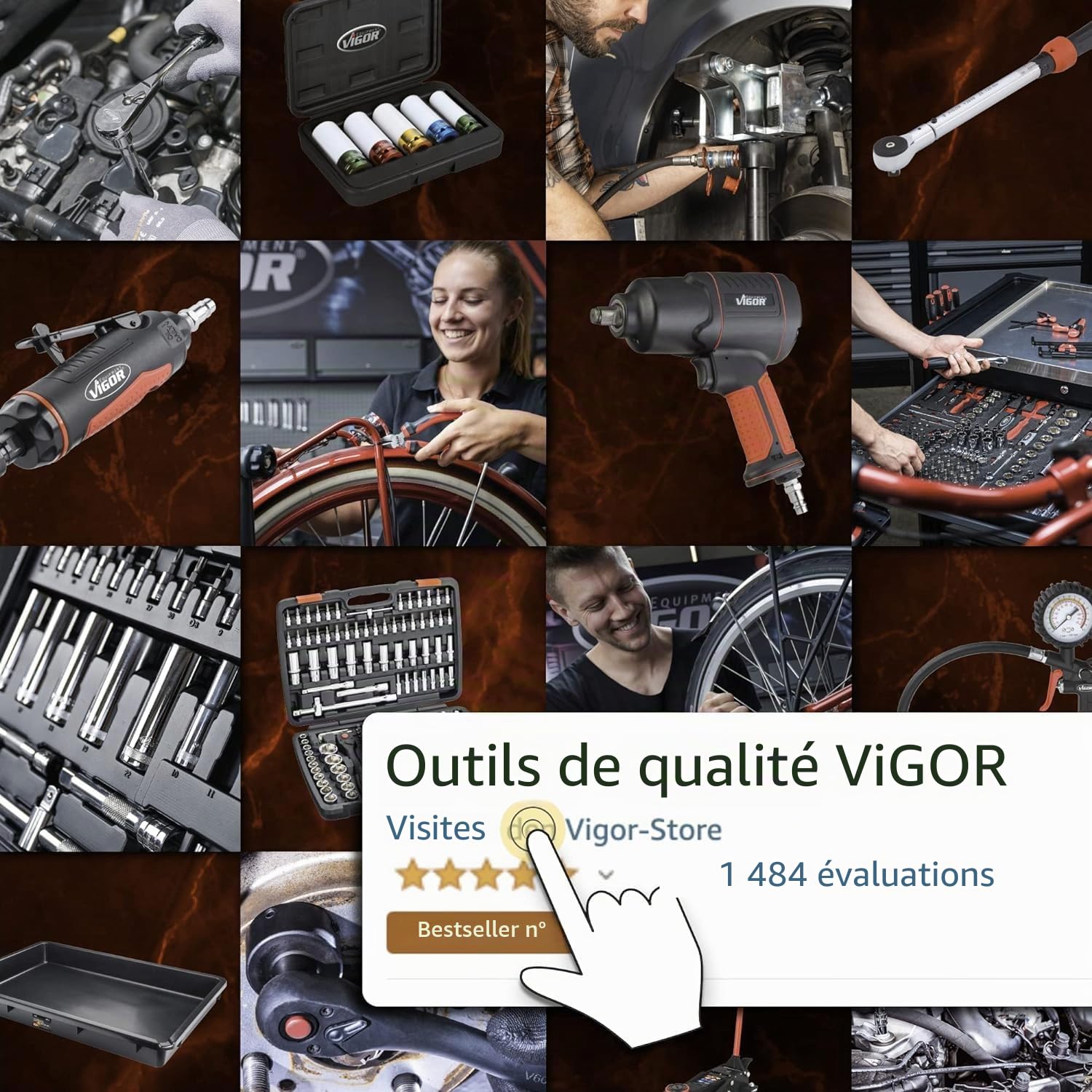ViGOR V6905 Gonfleur de pneus I levier de gonflage fin pour un dosage ciblé, graduation : 0,1 bar I Manomètre avec manomètre gainé de caoutchouc pour protéger des chocs légers'.