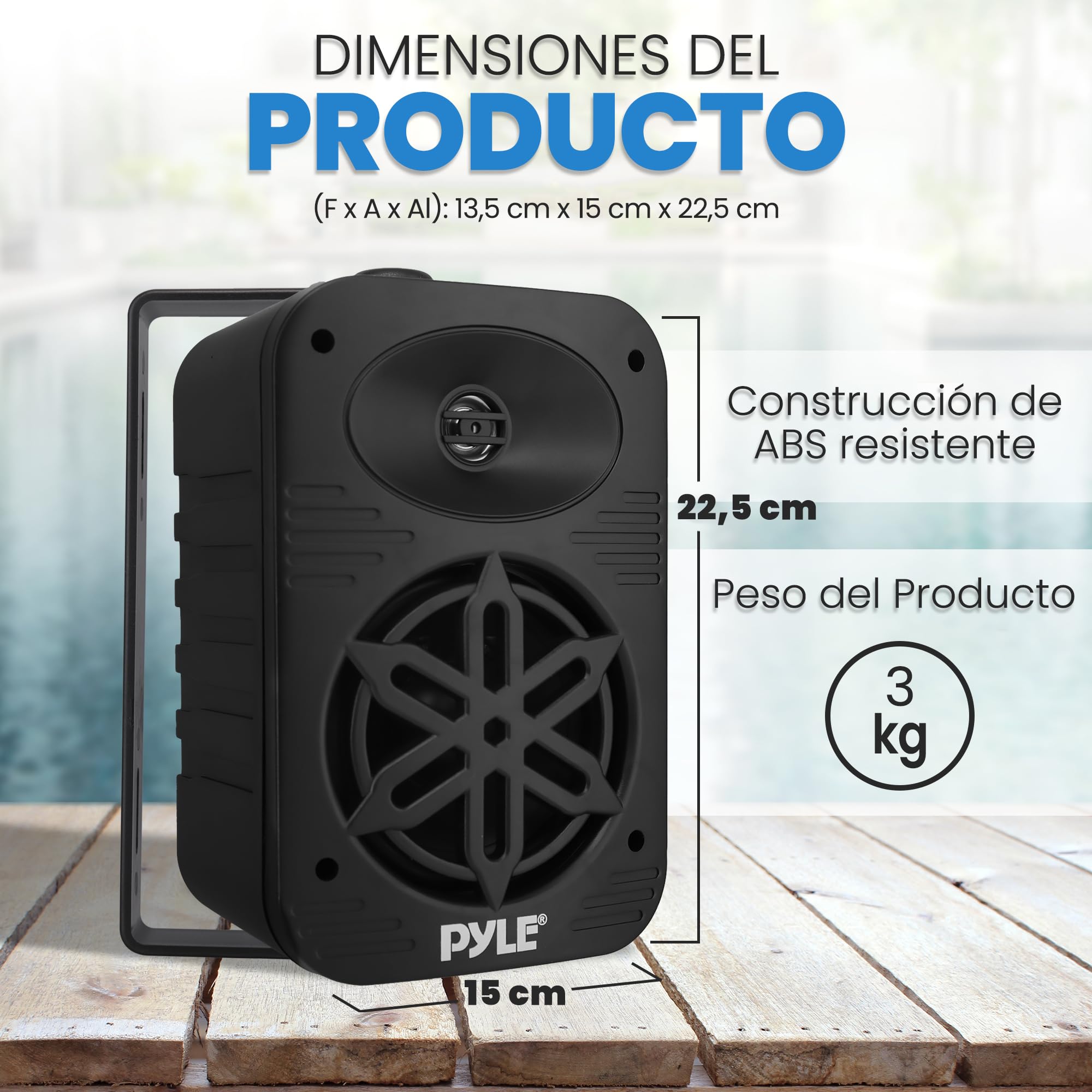 Pyle Altavoces, 500V, Interiores y Exteriores, A Prueba de Agua, 2 vias con bocina de 5.25”, Tweeter de ½, para el hogar, Barco, Zona Marina, Terraza, Patio o Piscina