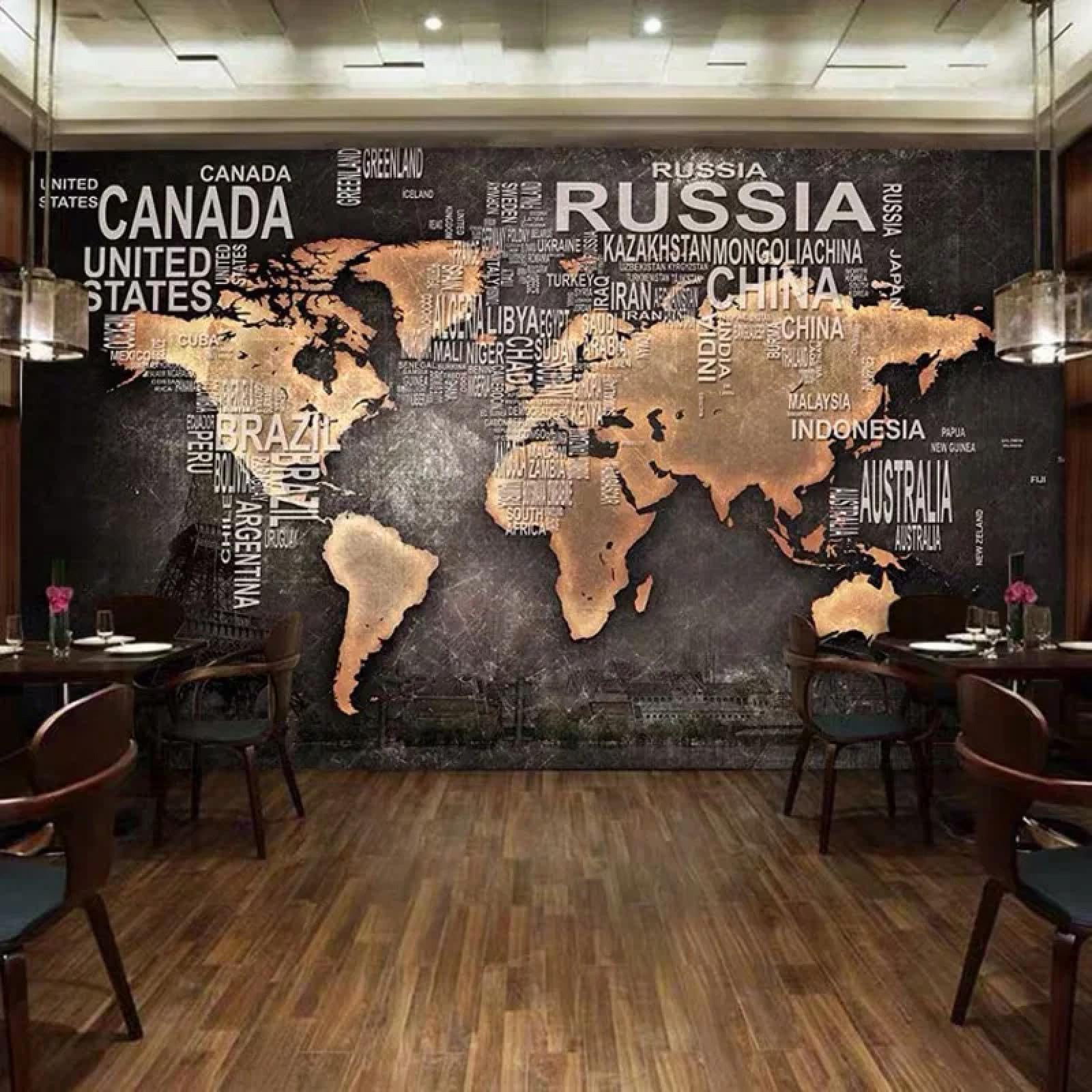YOZYOOOZ Stara mapa świata w stylu retro, obraz ścienny 3D do salonu, sypialni, korytarza, nowoczesna sztuka ścienna, dekoracja domu