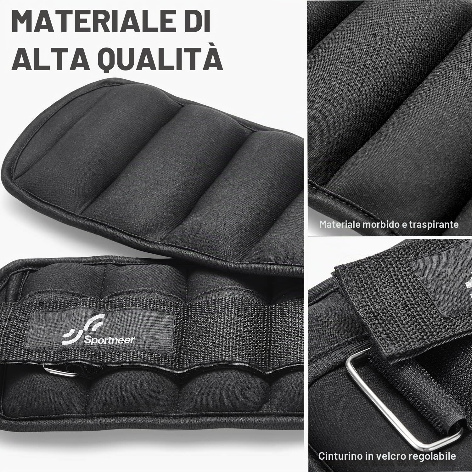 Sportneer Peso regolabile per caviglie, peso caviglia/polso, 0,23 kg a 0,9 kg per caviglia, 0,45-1,8 kg per coppia