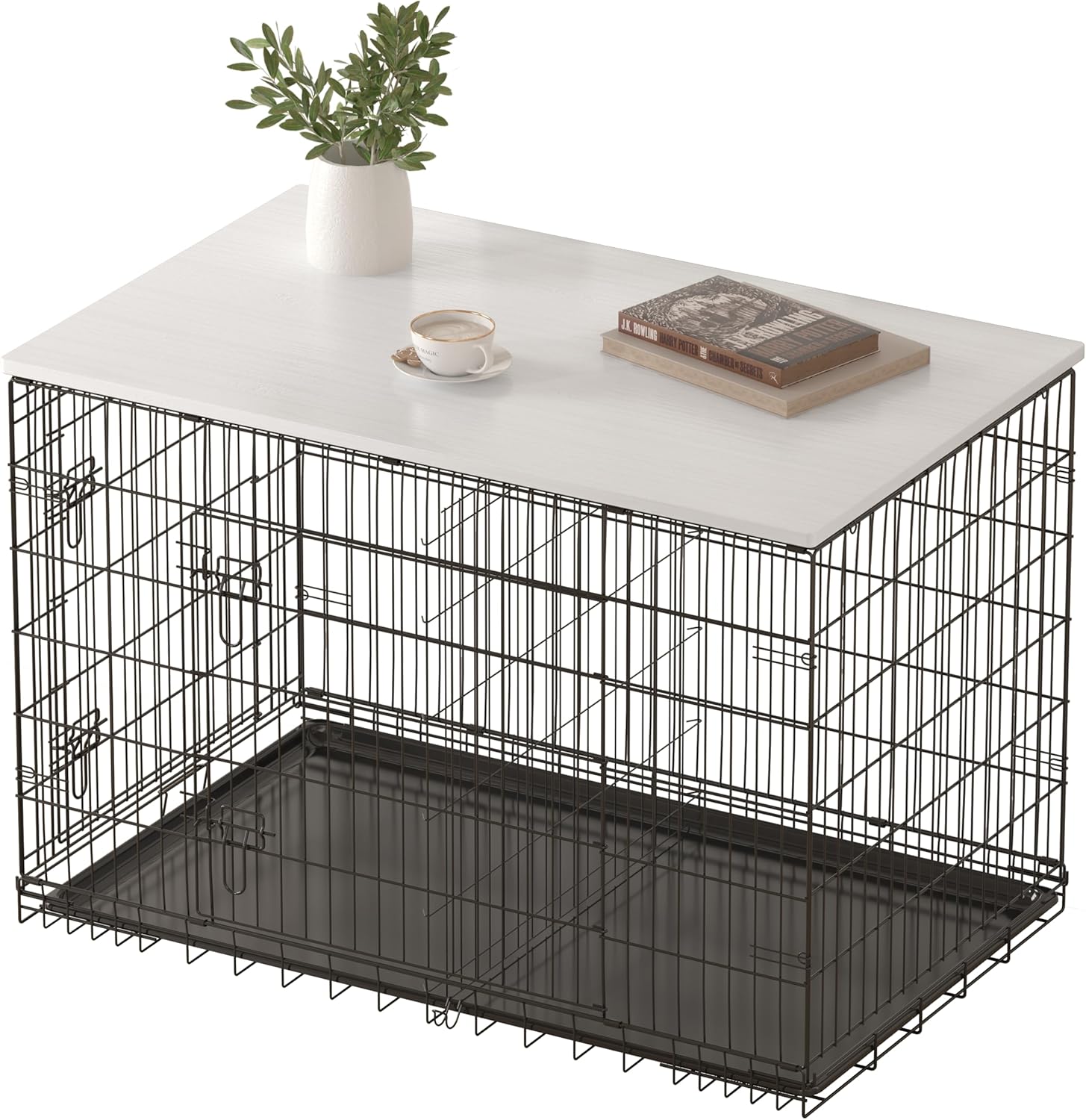 Piskyet Dog Crate Topper Wood Countertop for 48 42 36 30 24 inch Dog Cage, Dog Crate Cover,Dog Kennel Topper(Crate Not Include) (White, for 30 Inch Crate) 30.0"L x 19.4"W x 0.6"H White