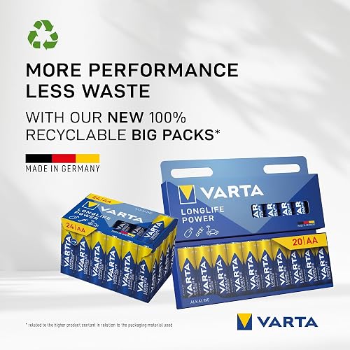 VARTA Pile AA, Confezione da 20 (10+10), Longlife Power, alcaline, 1,5 V - 3