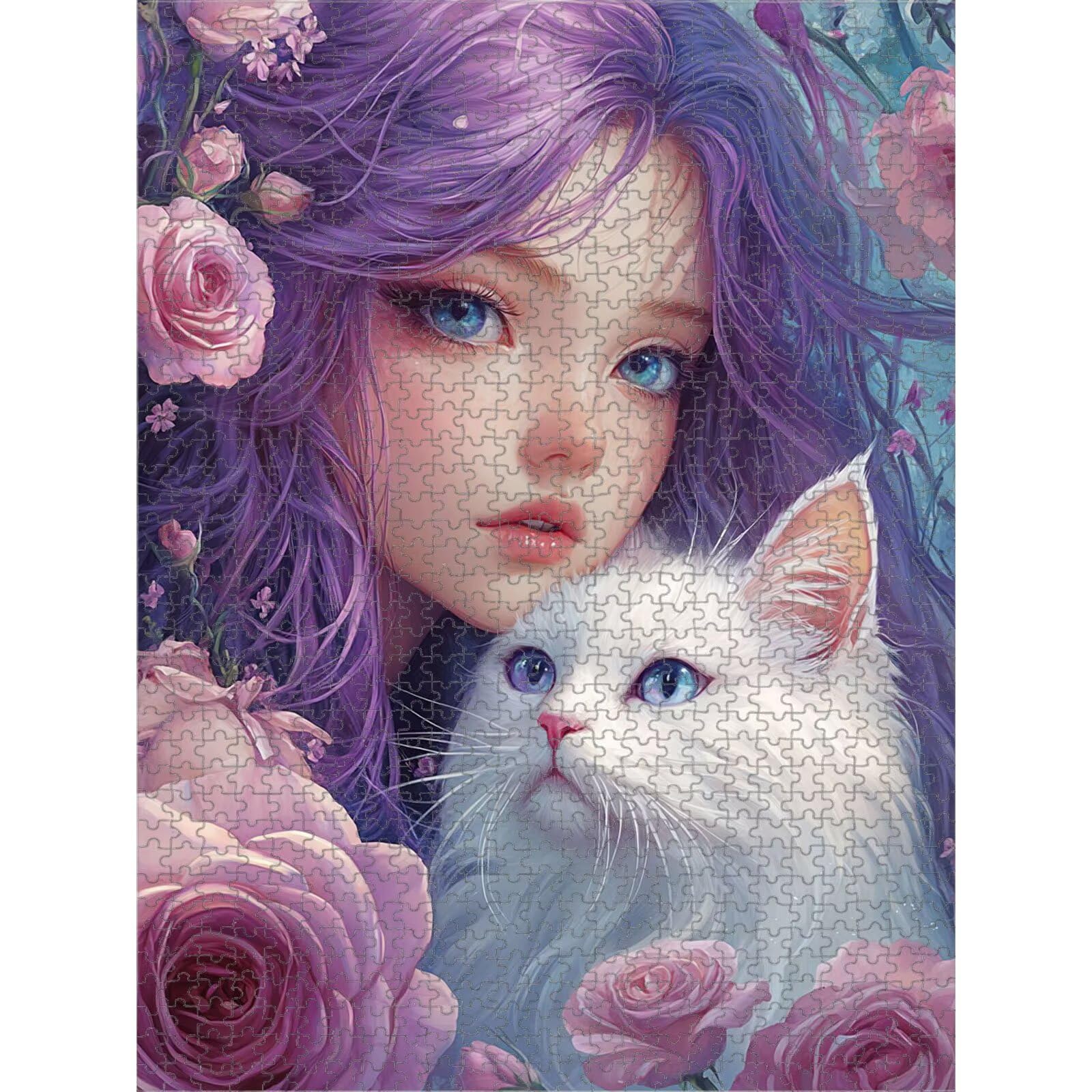 Puzzle 3000 Teile für Erwachsene, Mädchen & Katze Holzpuzzle, 1T#2197